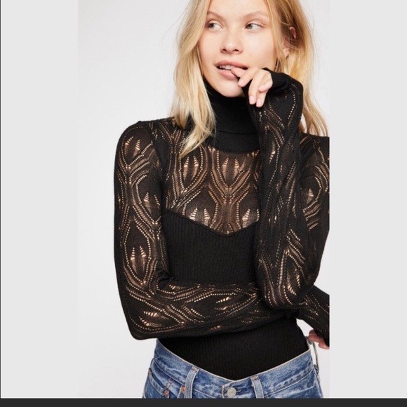 Free People Tops - NWOT Free People Pretty in Pointelle Bodysuit Sz S